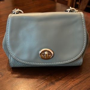 Coach purse, cross body teal color.